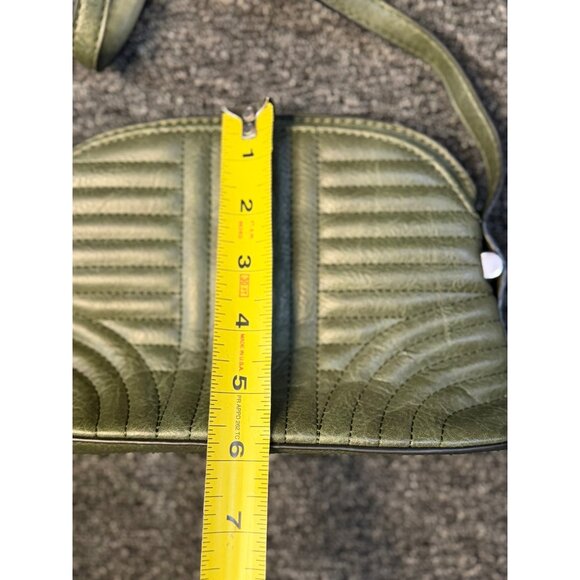 Classic Quilted Crossbody Bag Metallic Olive Green Adjustable Strap 10"x6" Retro - Picture 5 of 7